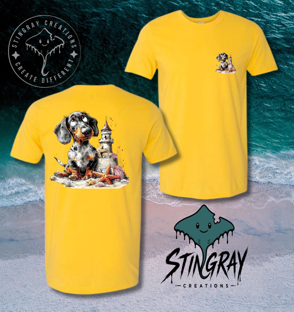 Dachshund Beach Shirt | Coastal Wiener Dog Tee | Lighthouse Dog Graphic T Shirt
