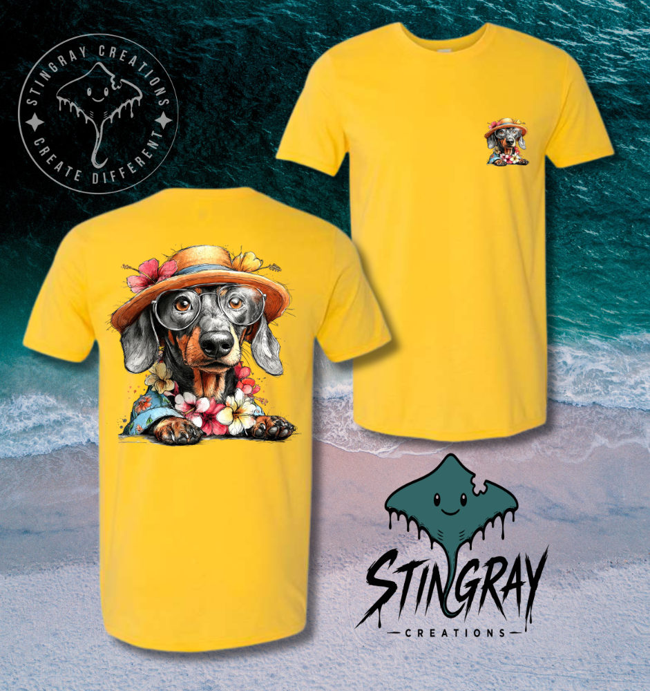 Dachshund Beach Shirt | Cute Wiener Dog Summer Tee | Coastal Dog Graphic T Shirt