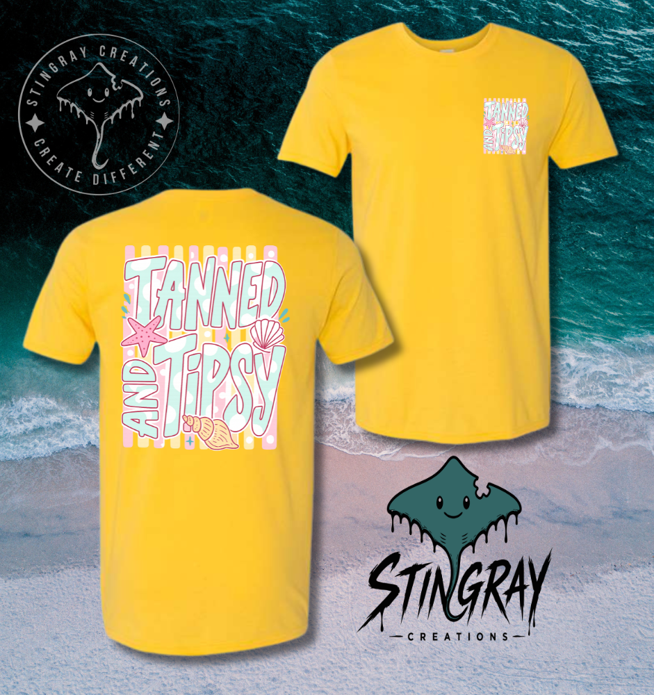Tanned and Tipsy Beach Shirt | Cute Summer Graphic Tee | Beach Vacation Shirt