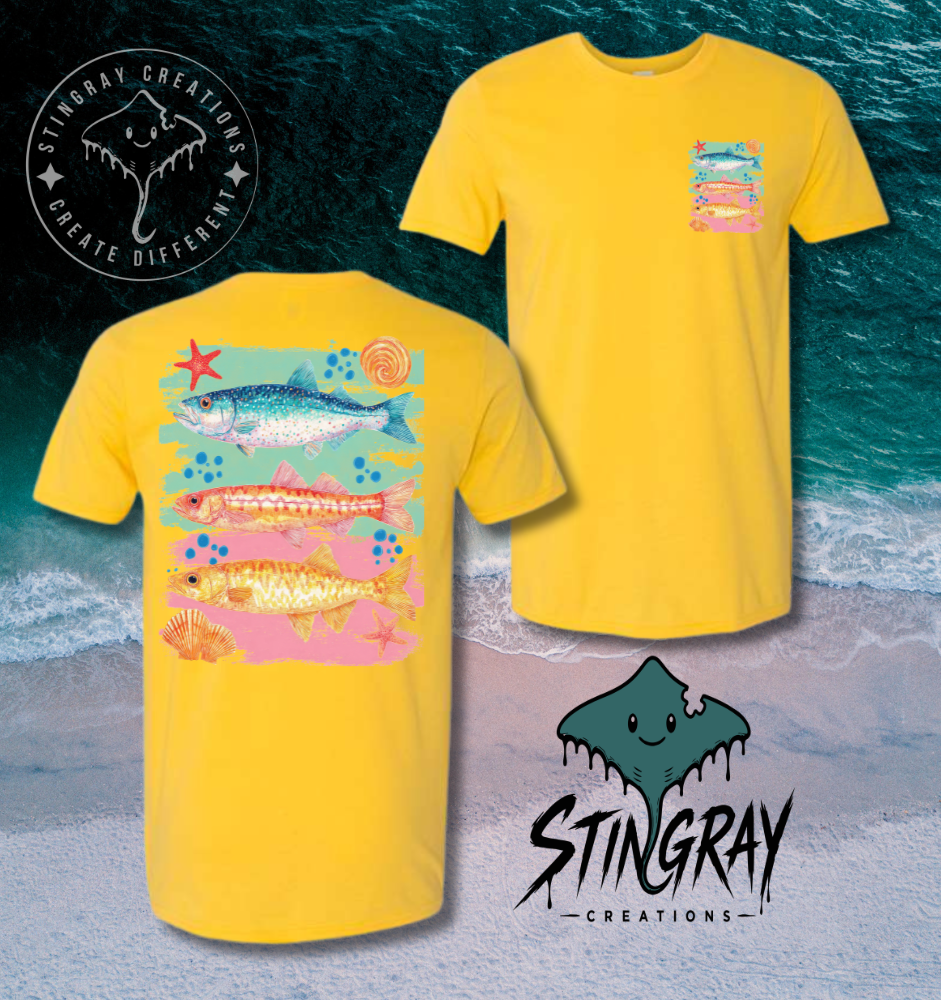 Coastal Fish Graphic Tee | Beach Fishing Shirt | Colorful Coastal Shirt