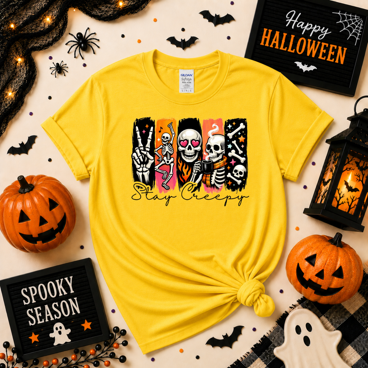 Stay Creepy Skeleton Halloween Shirt | Spooky T-Shirt or Sweatshirt