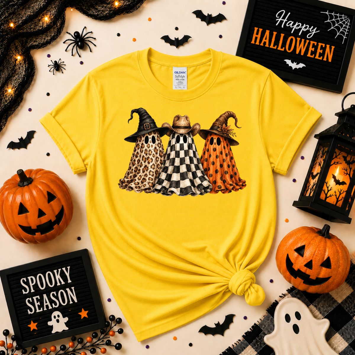 Spooky Ghost Trio Halloween Shirt | Western Ghost T-Shirt or Sweatshirt
