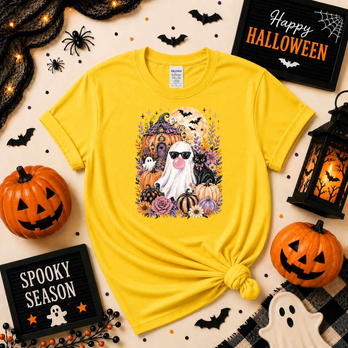Bubblegum Ghost Halloween Sweatshirt or T-Shirt | Cute Spooky Shirt