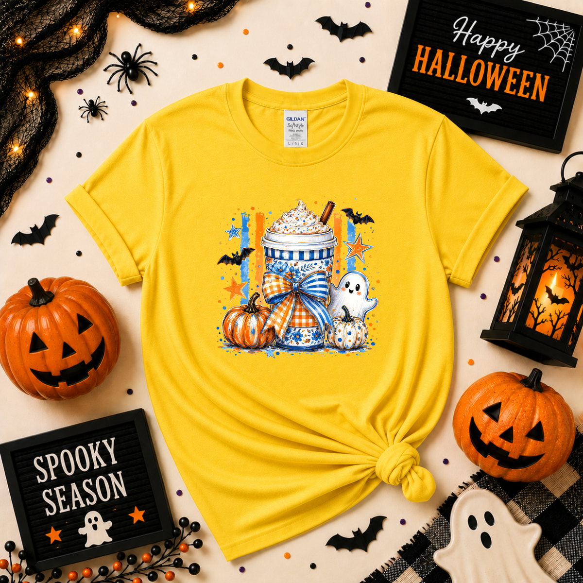 Spooky Coffee Halloween Sweatshirt | Ghost Pumpkin Coffee Graphic Crewneck