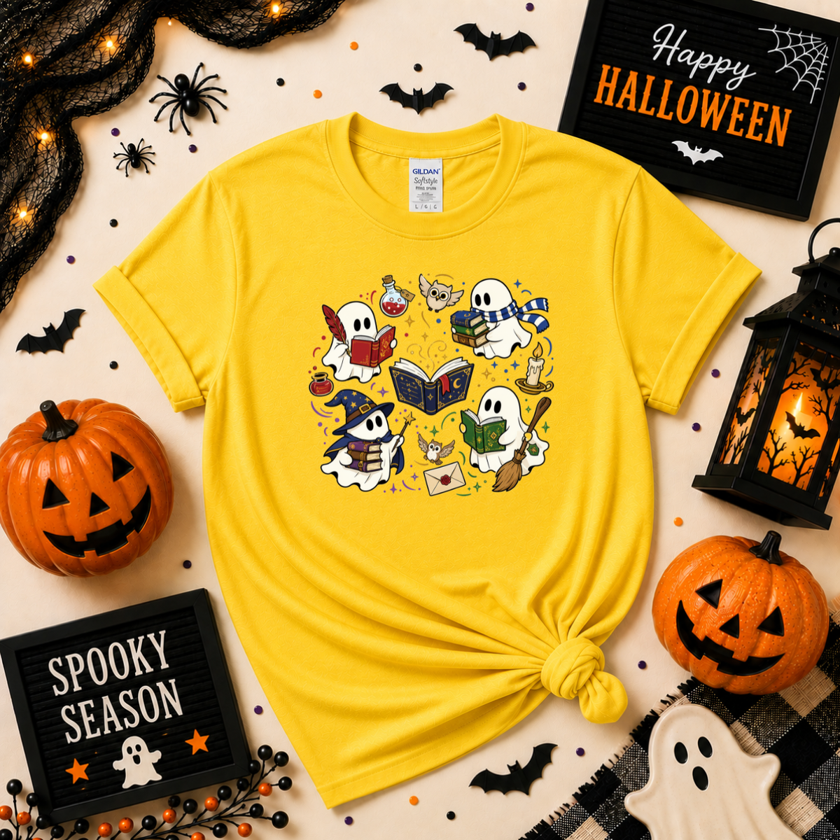 Bookish Ghost Halloween Sweatshirt | Cute Spooky Reading Ghost T-shirt