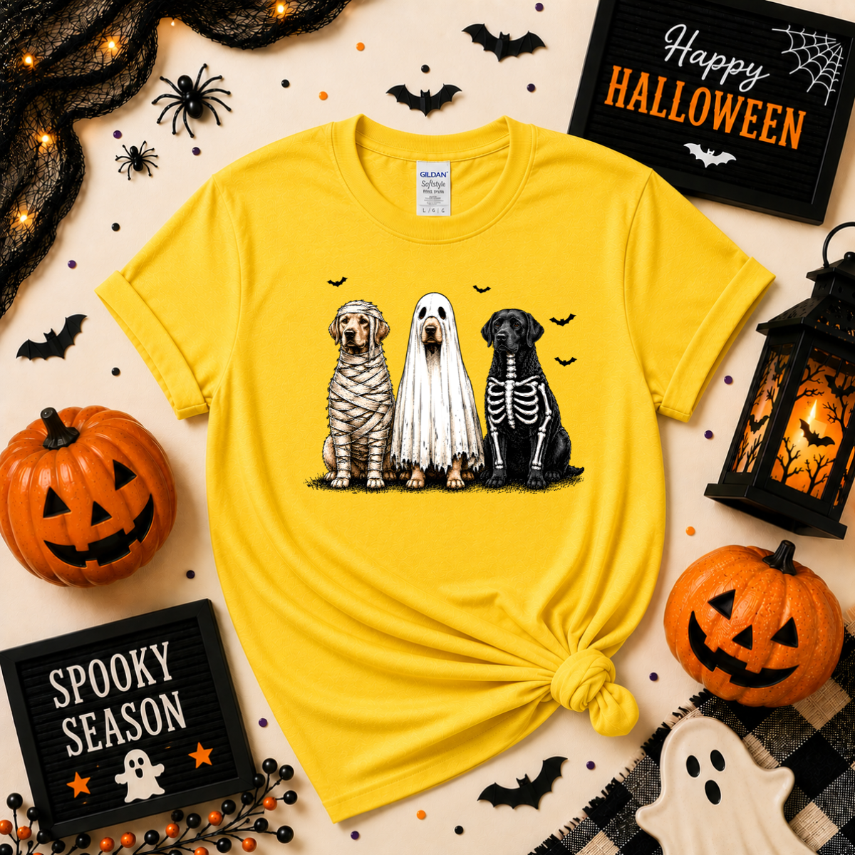 Halloween Dogs T-Shirt | Mummy Ghost & Skeleton Dog Graphic Tee