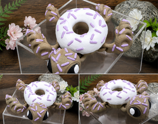 3D Printed Donut Turtle Articulated Fidget Toy with Sprinkles | Cute Turtle Collectible