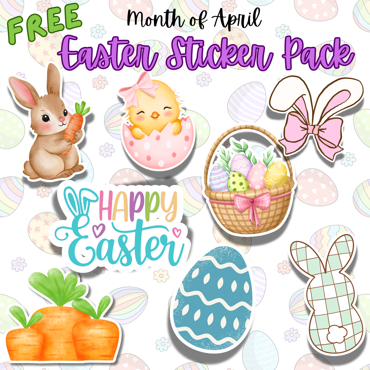 FREE APRIL Easter Bunny (Digital Sticker Pack)
