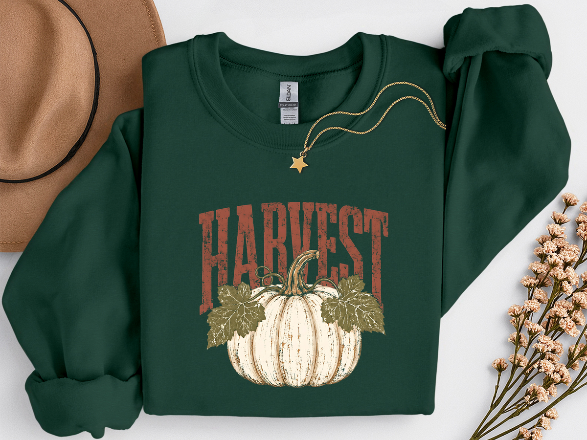 Harvest Pumpkin Crewneck Sweatshirt | Vintage Fall Pumpkin Sweatshirt