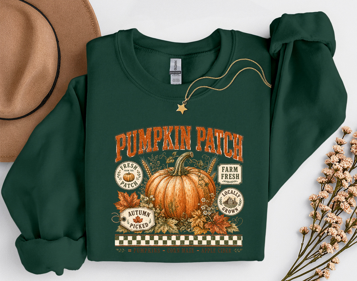 Pumpkin Patch Crewneck Sweatshirt | Vintage Fall Pumpkin Sweatshirt | Cozy Autumn Shirt