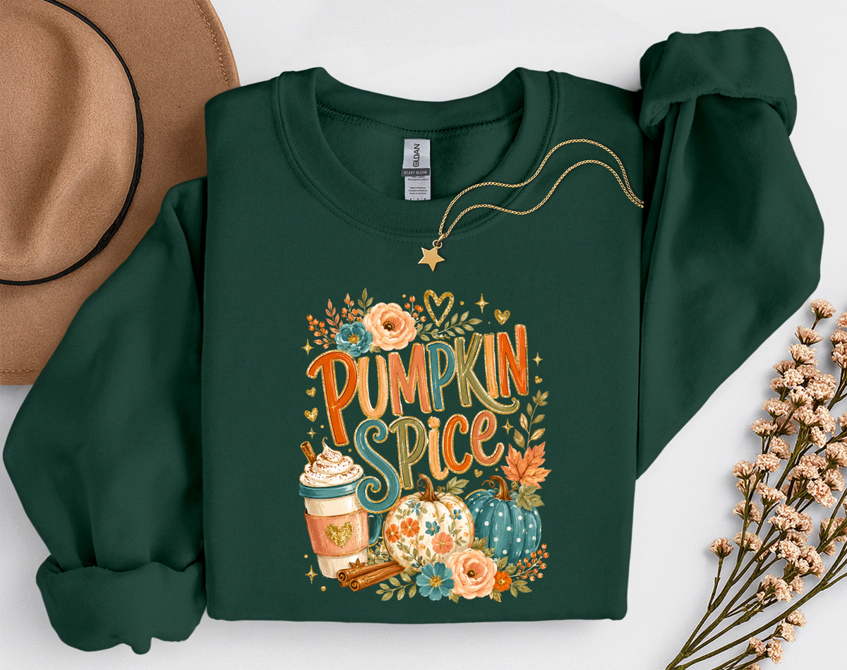 Pumpkin Spice Fall Crewneck Sweatshirt | Cozy Autumn Pumpkin Coffee Shirt