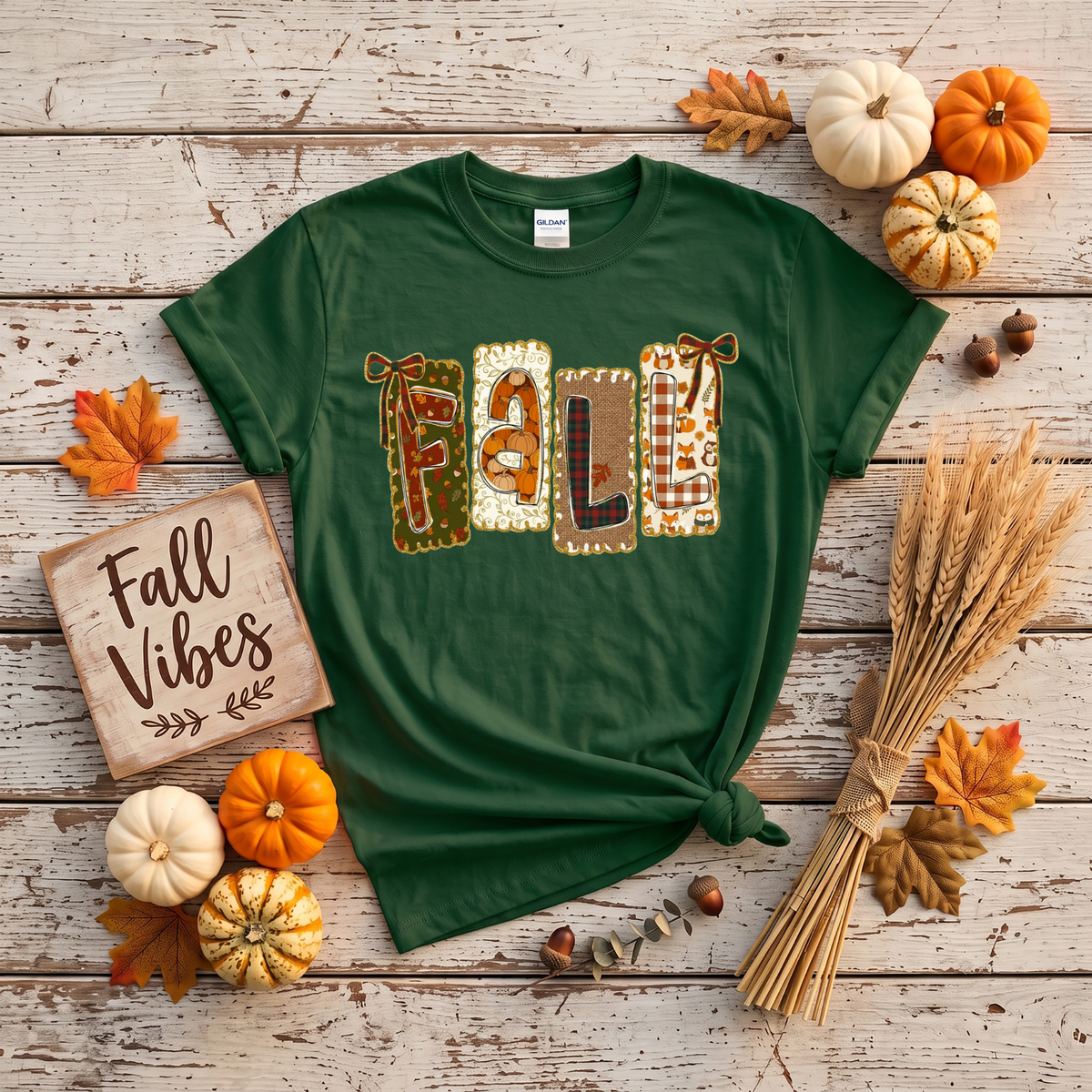 Patchwork Fall Crewneck Sweatshirt | Cozy Autumn Graphic Sweatshirt | Cute Fall Shirt