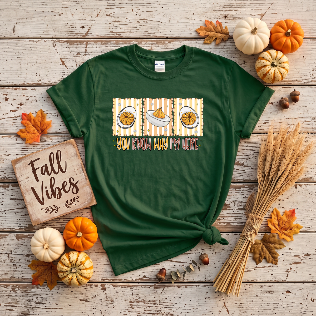 You Know Why I'm Here Deviled Eggs Thanksgiving T-Shirt or Sweatshirt | Funny Turkey Day Apparel
