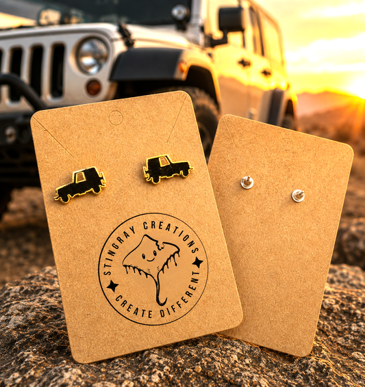 Gold Mirror Jeep Stud Earrings | Jeep Lover Earrings | Off Road Jewelry Gift for Women