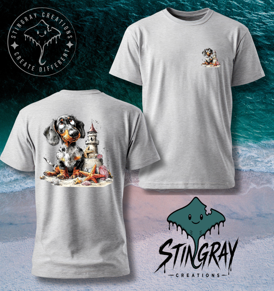Dachshund Beach Shirt | Coastal Wiener Dog Tee | Lighthouse Dog Graphic T Shirt