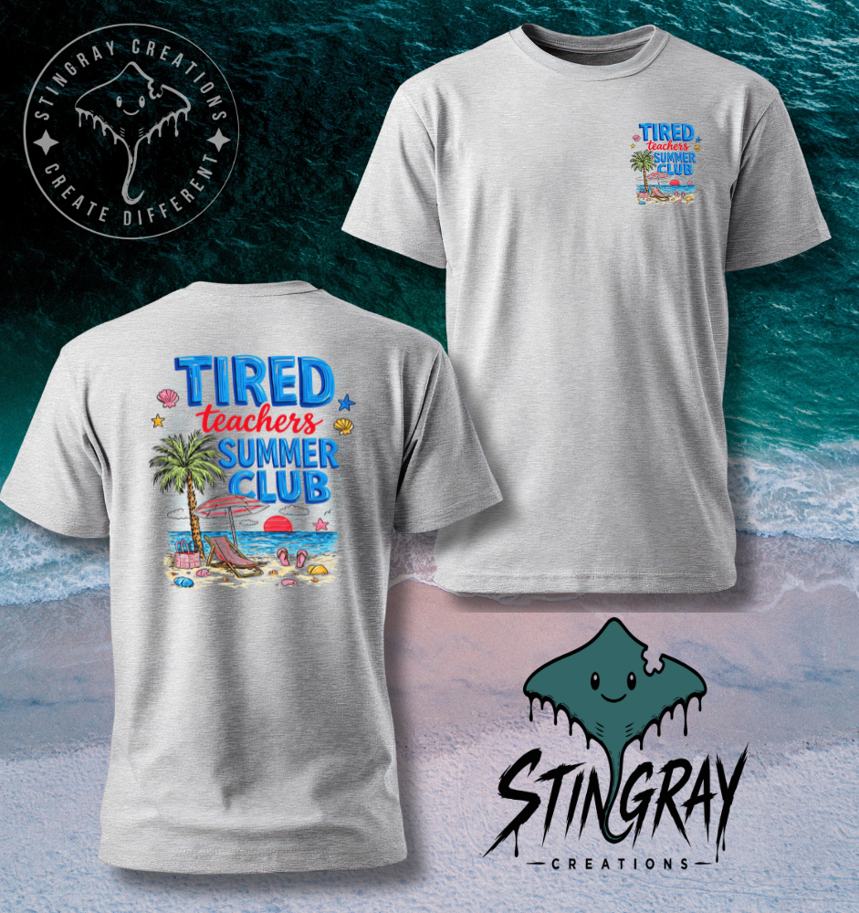 Tired Teachers Summer Club Shirt | Funny Teacher Summer Vacation Tee