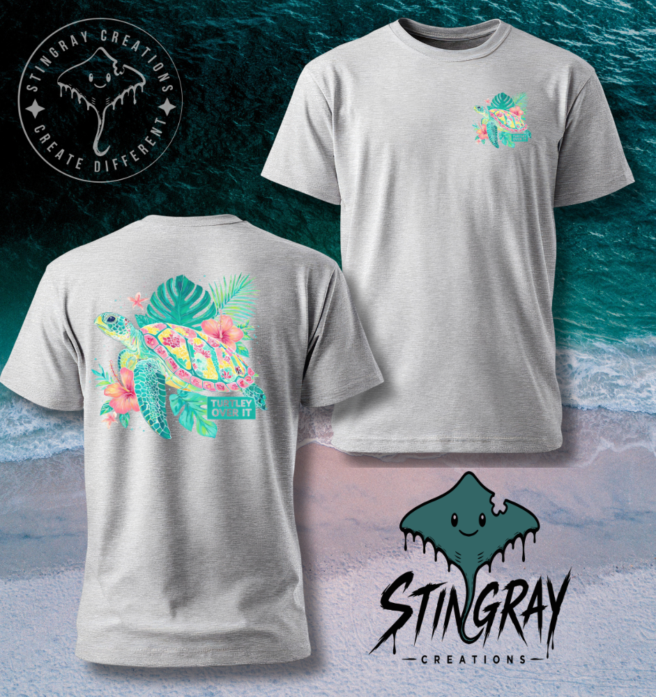 Turtley Over It Shirt | Tropical Sea Turtle Graphic Tee