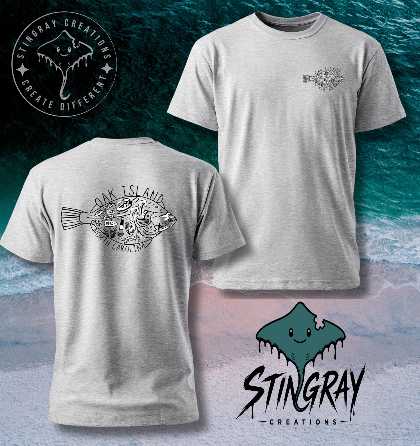 Oak Island NC Fish Shirt | Coastal North Carolina Fishing T Shirt
