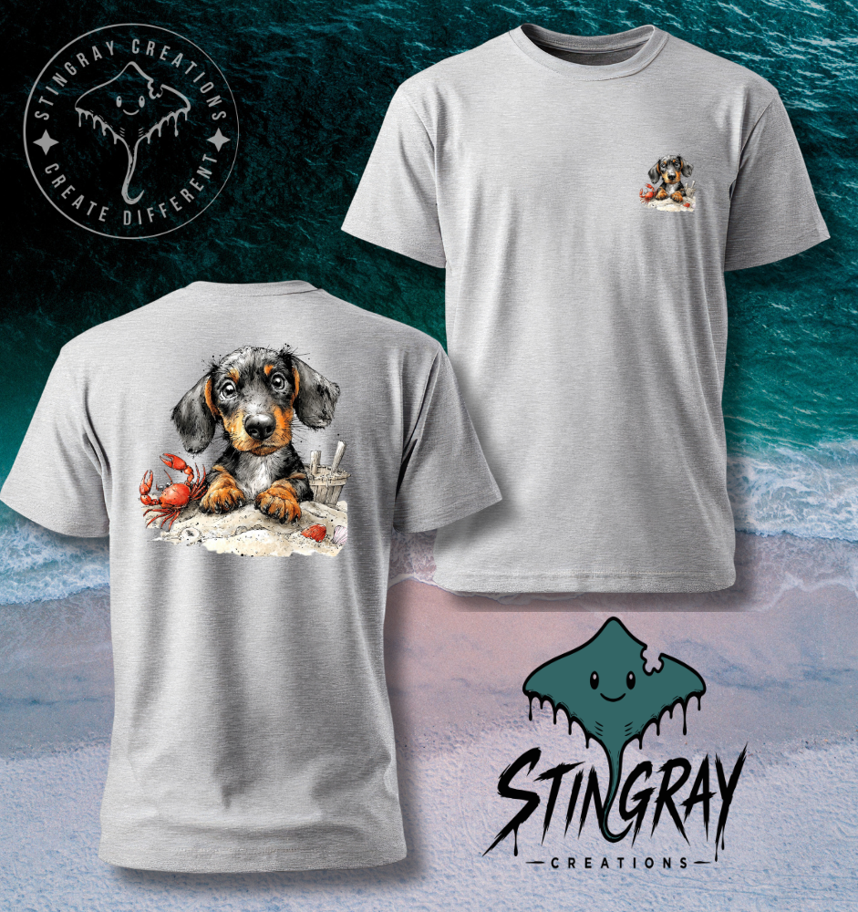 Dachshund Beach Shirt | Cute Wiener Dog Summer Tee | Coastal Dog Graphic T Shirt