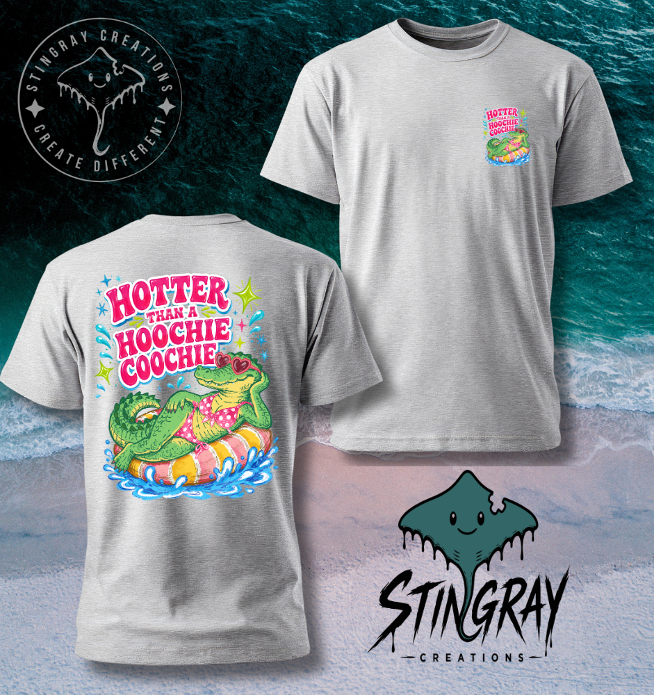 Funny Alligator Summer Shirt | Hotter Than a Hoochie Coochie Tee | Southern Beach Shirt