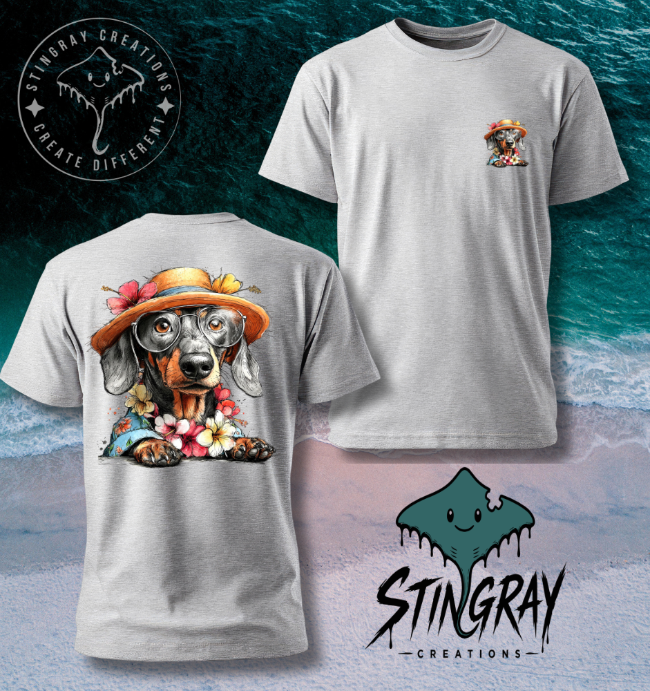 Dachshund Beach Shirt | Cute Wiener Dog Summer Tee | Coastal Dog Graphic T Shirt