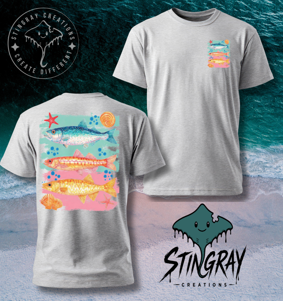 Coastal Fish Graphic Tee | Beach Fishing Shirt | Colorful Coastal Shirt