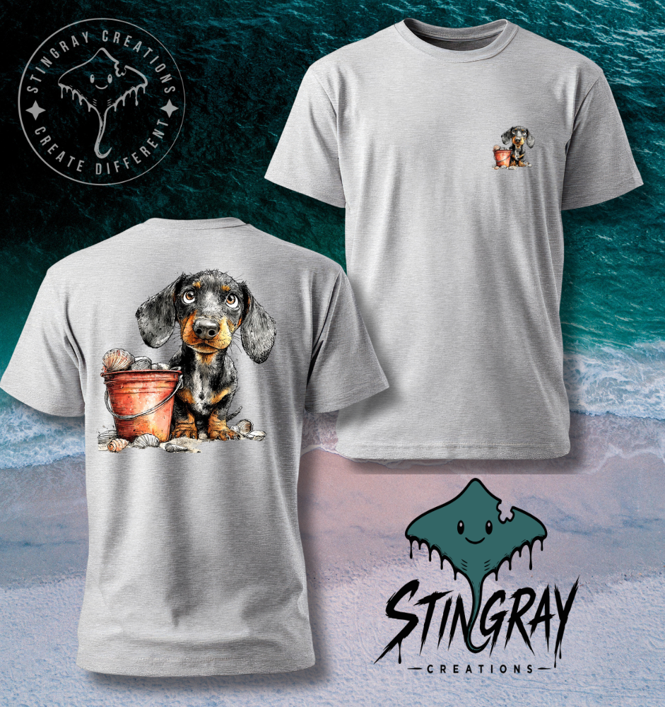 Dachshund Beach Shirt | Cute Wiener Dog Coastal Tee | Summer Dog Graphic T Shirt