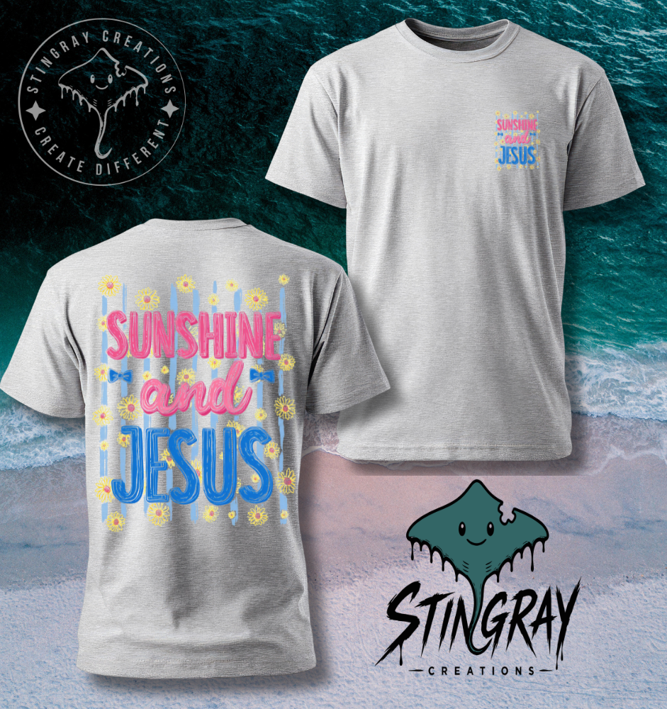 Christian Summer Shirt | Sunshine and Jesus Graphic Tee | Faith Based Boutique T Shirt