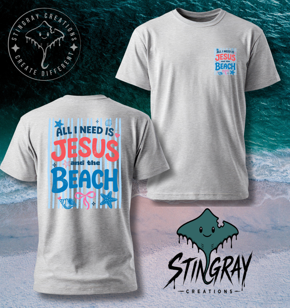 Jesus and the Beach Shirt | Christian Beach Graphic Tee | Faith Summer Shirt