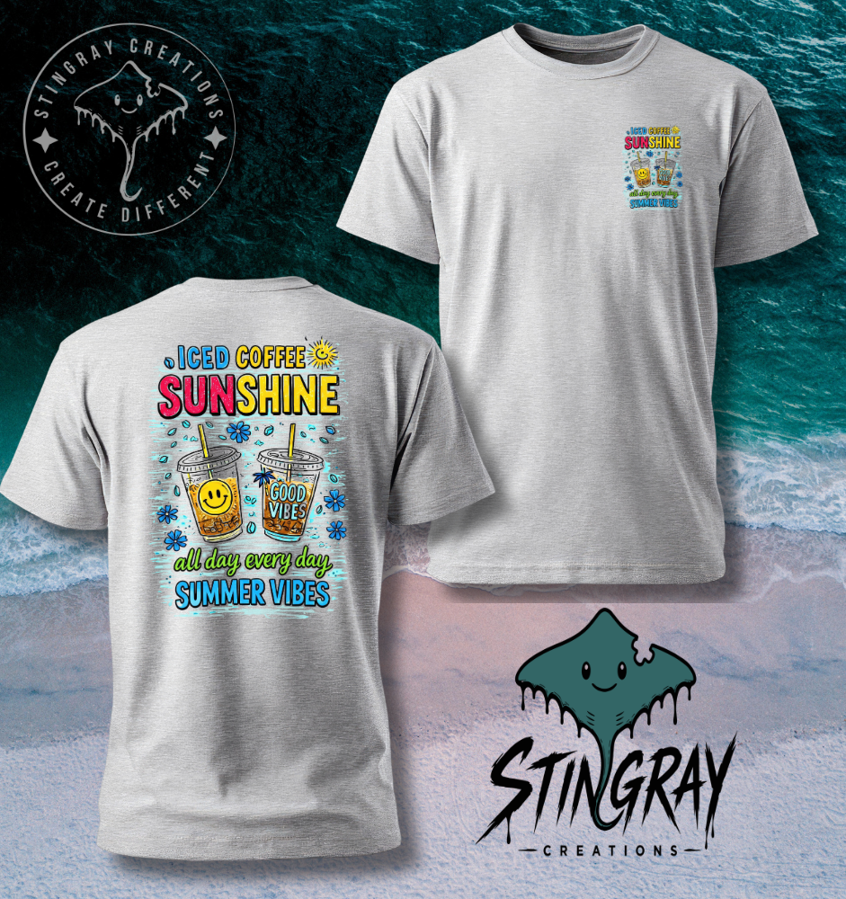 Iced Coffee Summer Shirt | Sunshine Graphic Tee | Cute Coffee Lover Beach Shirt