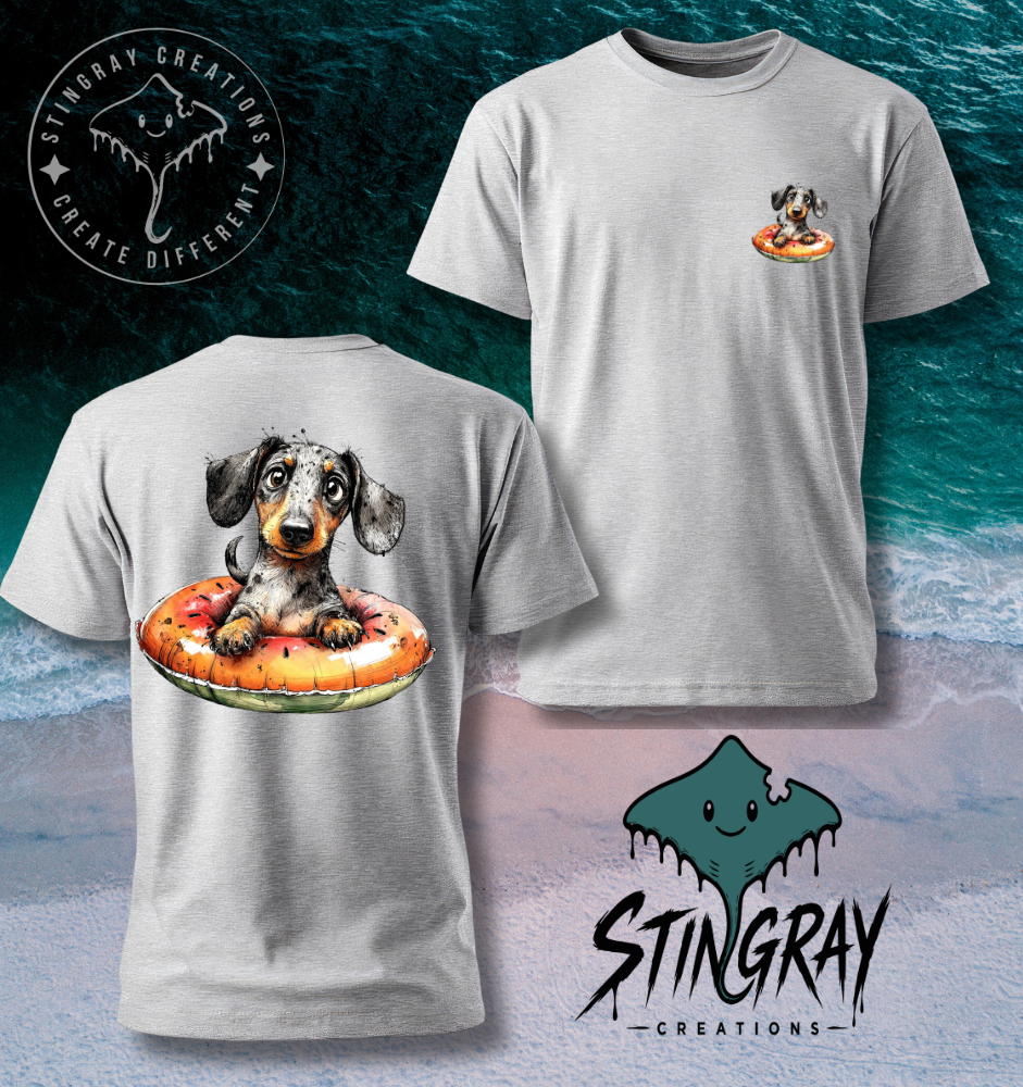Dachshund Pool Float Shirt | Cute Wiener Dog Summer Tee | Beach Dog Graphic T Shirt