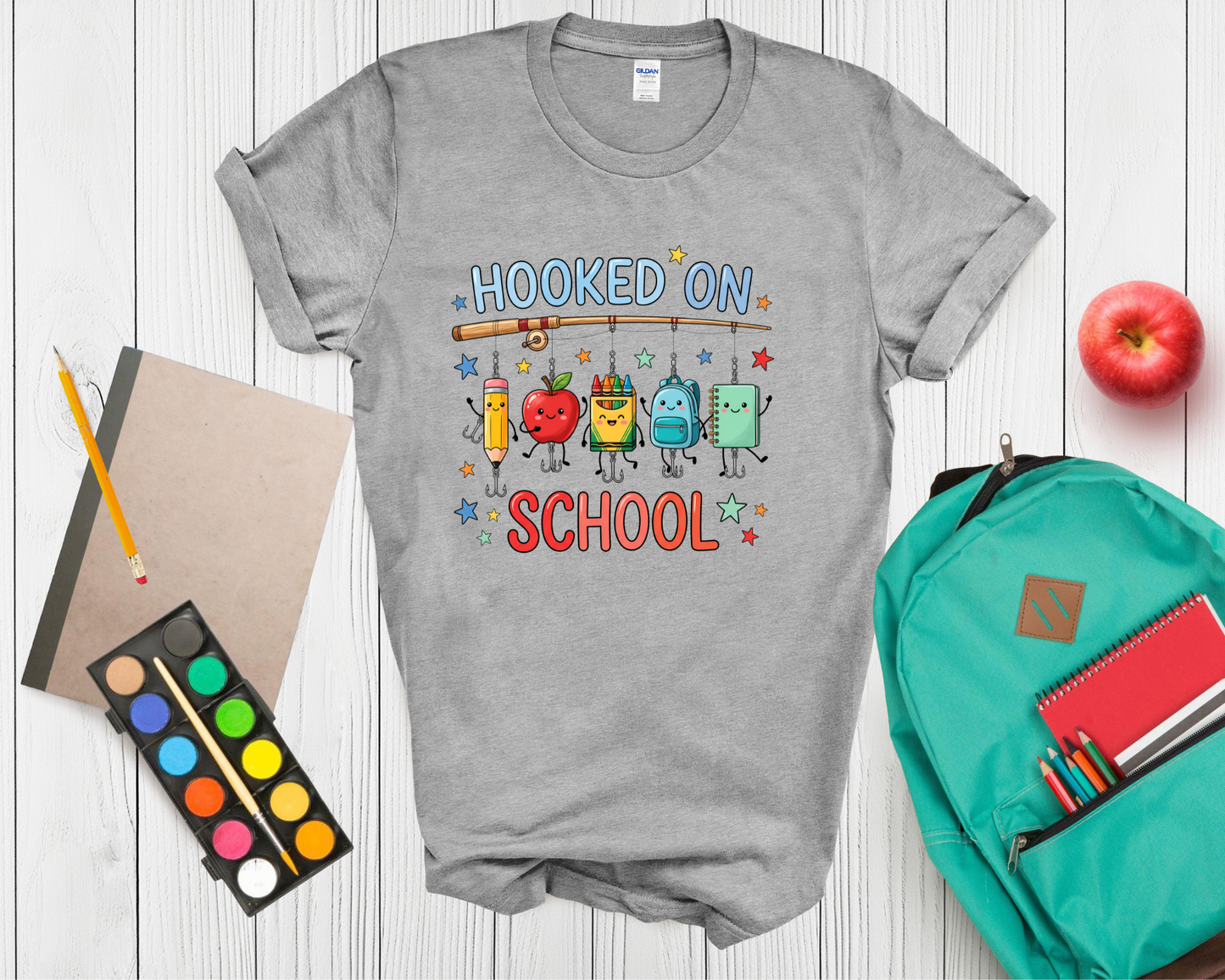 Hooked on School Shirt | Funny Back to School Fishing T Shirt for Kids | First Day of School Tee