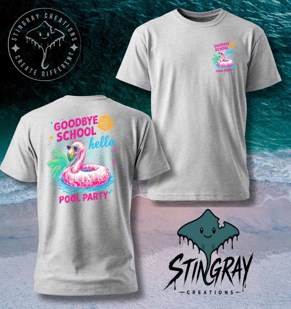 Goodbye School Hello Pool Party Shirt | Flamingo Summer Tee
