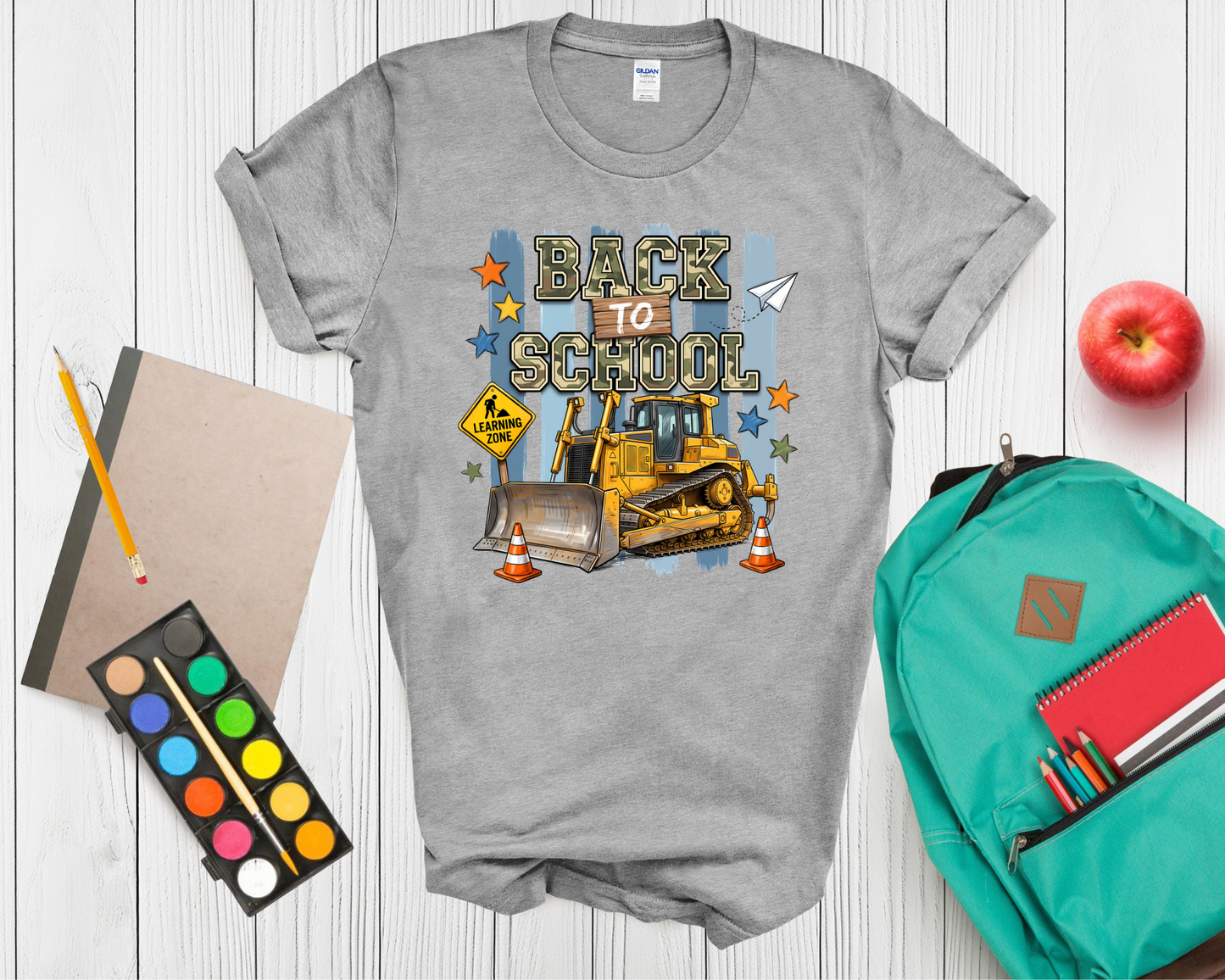 Back to School Construction Truck Shirt | Bulldozer School T Shirt for Kids | First Day of School Tee