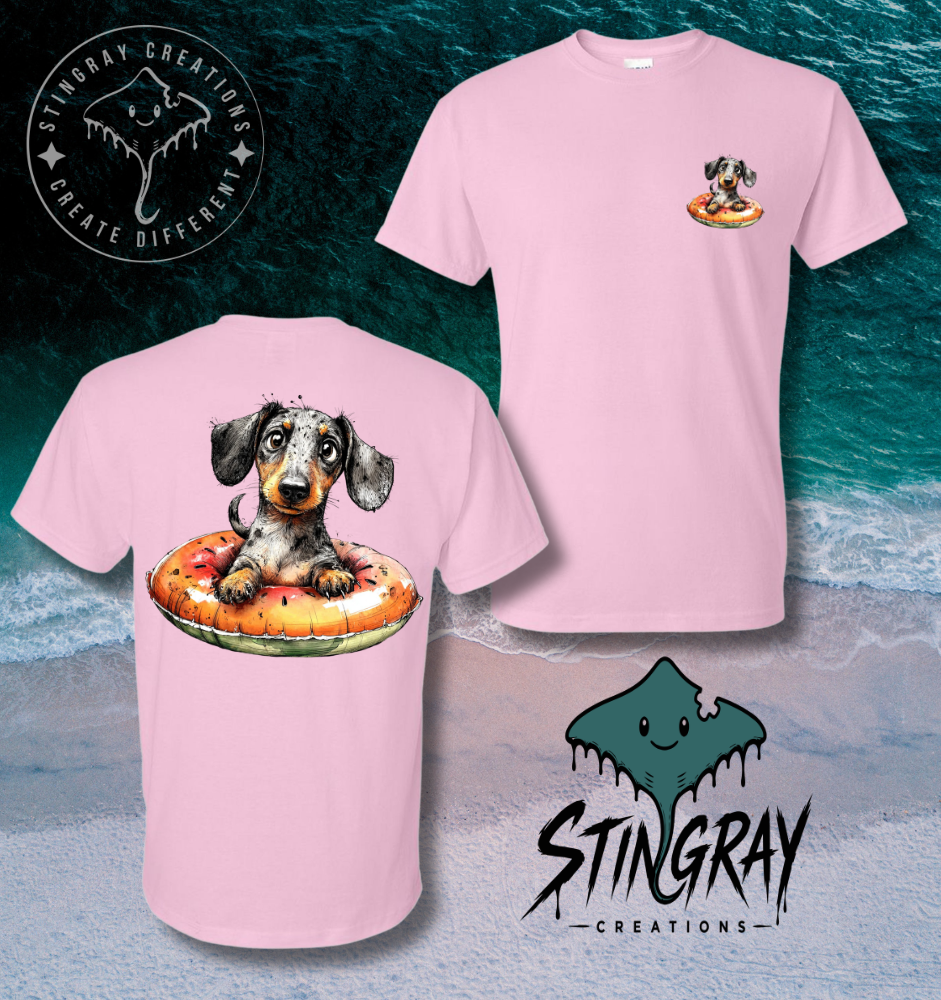 Dachshund Pool Float Shirt | Cute Wiener Dog Summer Tee | Beach Dog Graphic T Shirt