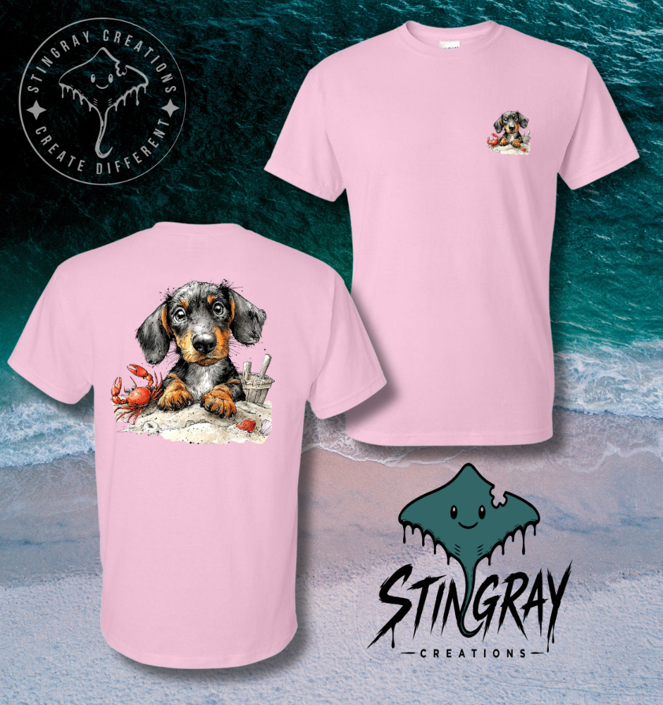 Dachshund Beach Shirt | Cute Wiener Dog Summer Tee | Coastal Dog Graphic T Shirt