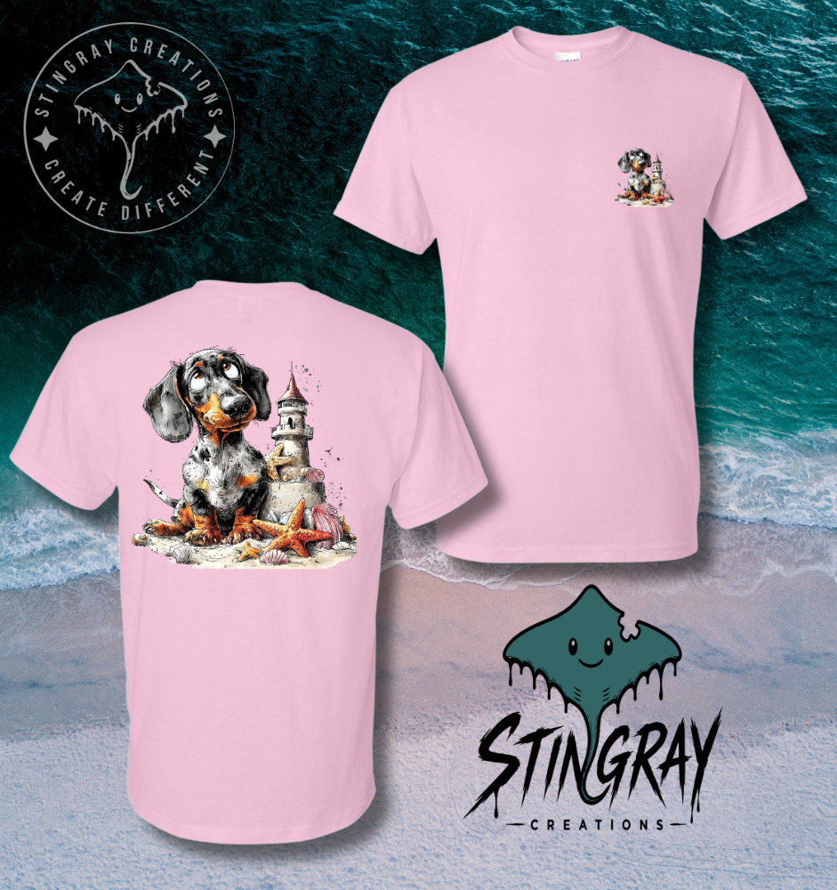 Dachshund Beach Shirt | Coastal Wiener Dog Tee | Lighthouse Dog Graphic T Shirt