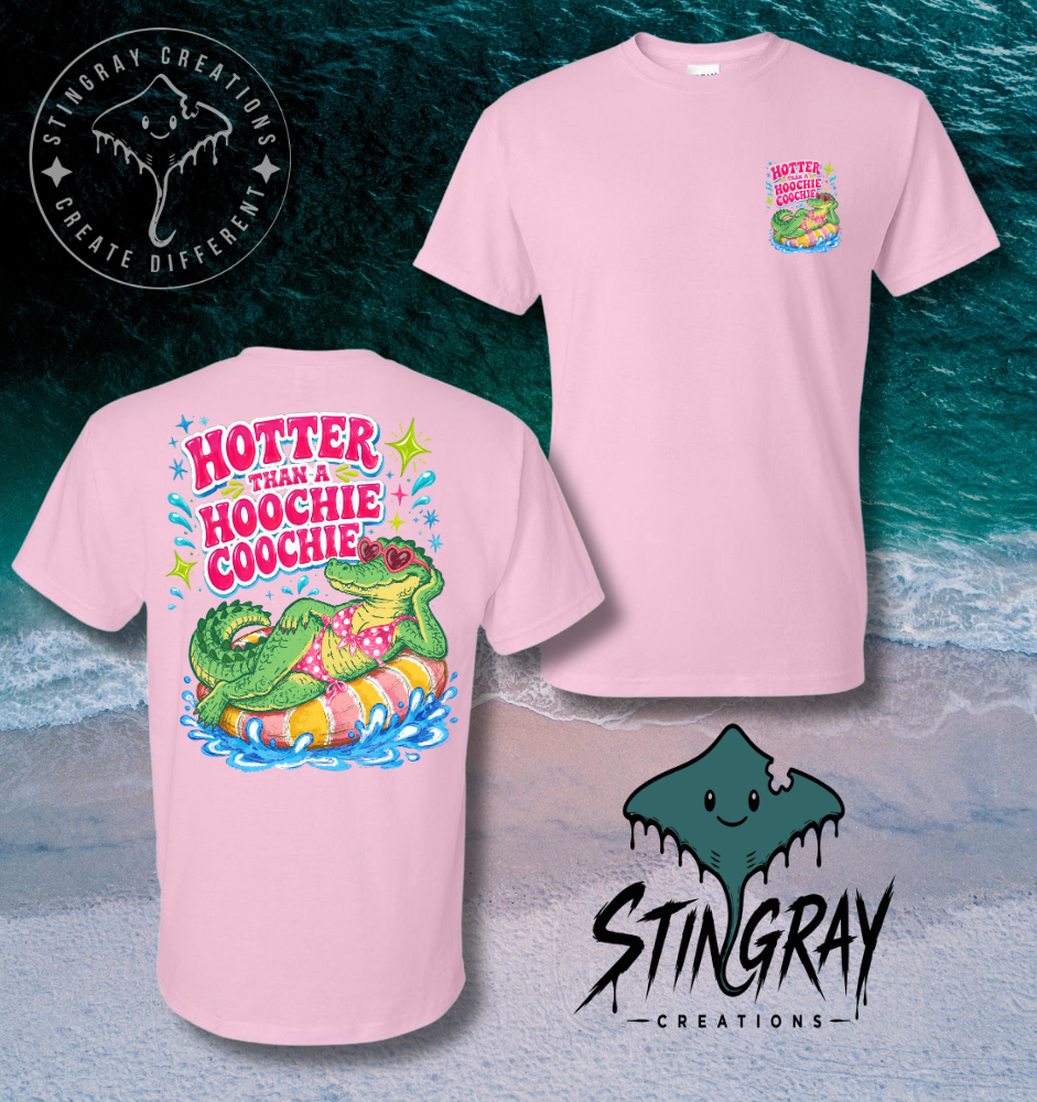 Funny Alligator Summer Shirt | Hotter Than a Hoochie Coochie Tee | Southern Beach Shirt