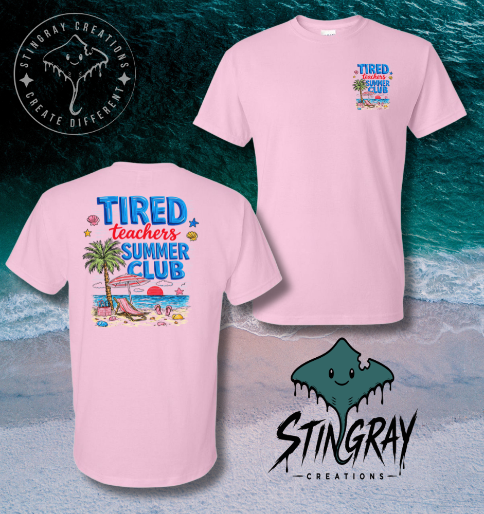 Tired Teachers Summer Club Shirt | Funny Teacher Summer Vacation Tee