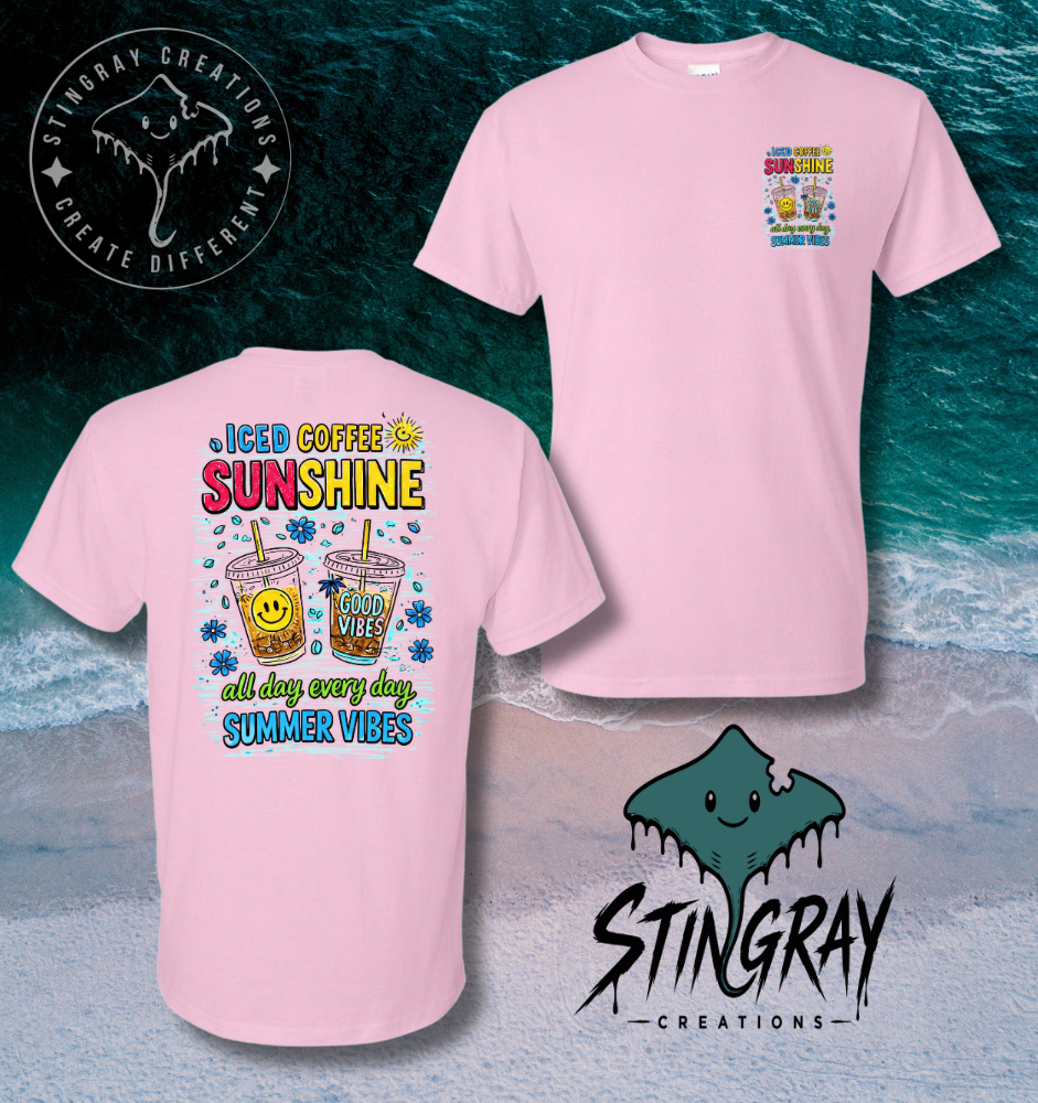 Iced Coffee Summer Shirt | Sunshine Graphic Tee | Cute Coffee Lover Beach Shirt
