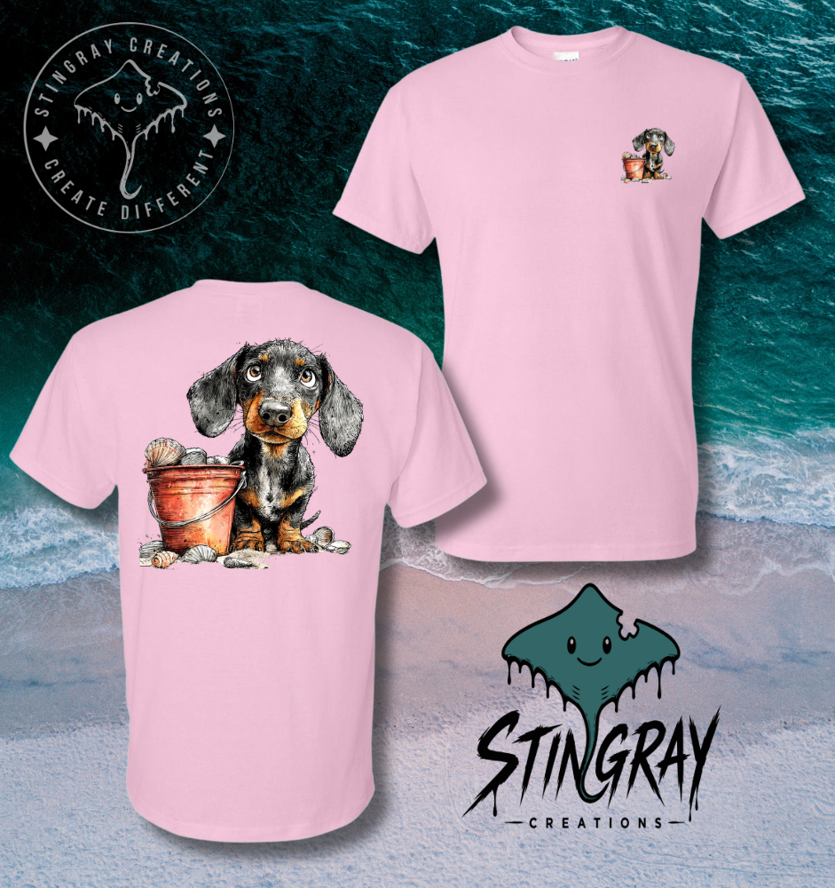 Dachshund Beach Shirt | Cute Wiener Dog Coastal Tee | Summer Dog Graphic T Shirt