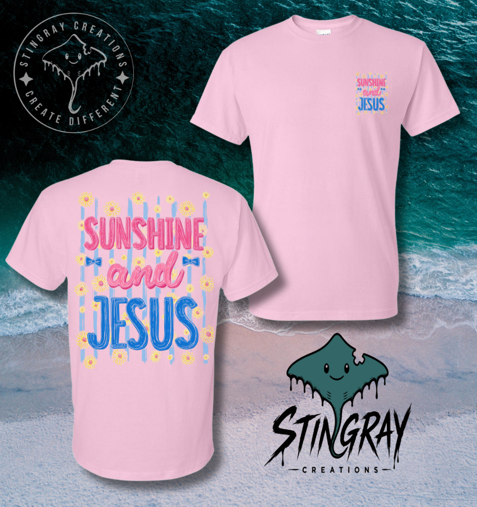 Christian Summer Shirt | Sunshine and Jesus Graphic Tee | Faith Based Boutique T Shirt