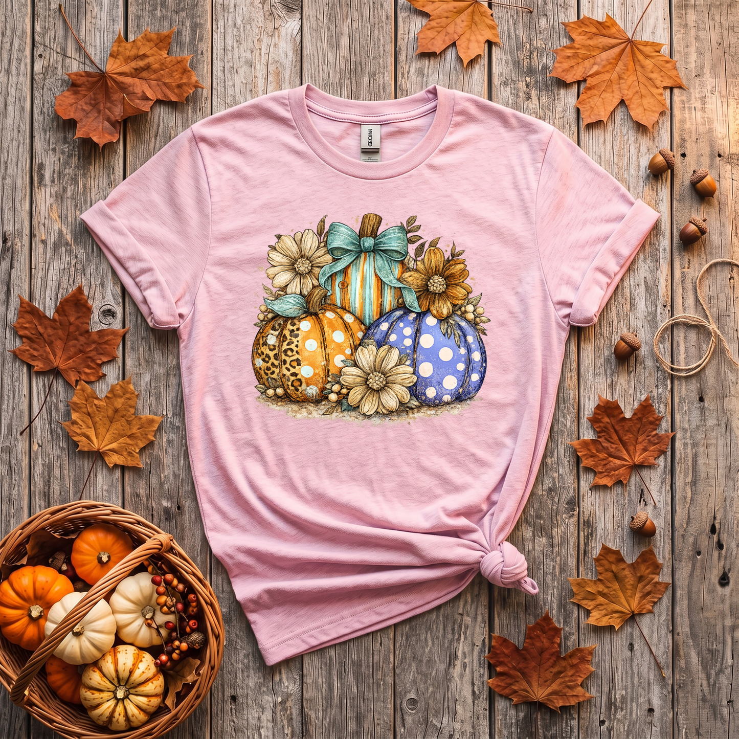 Fall Pumpkins & Flowers Shirt | Cute Autumn T-Shirt or Crewneck Sweatshirt