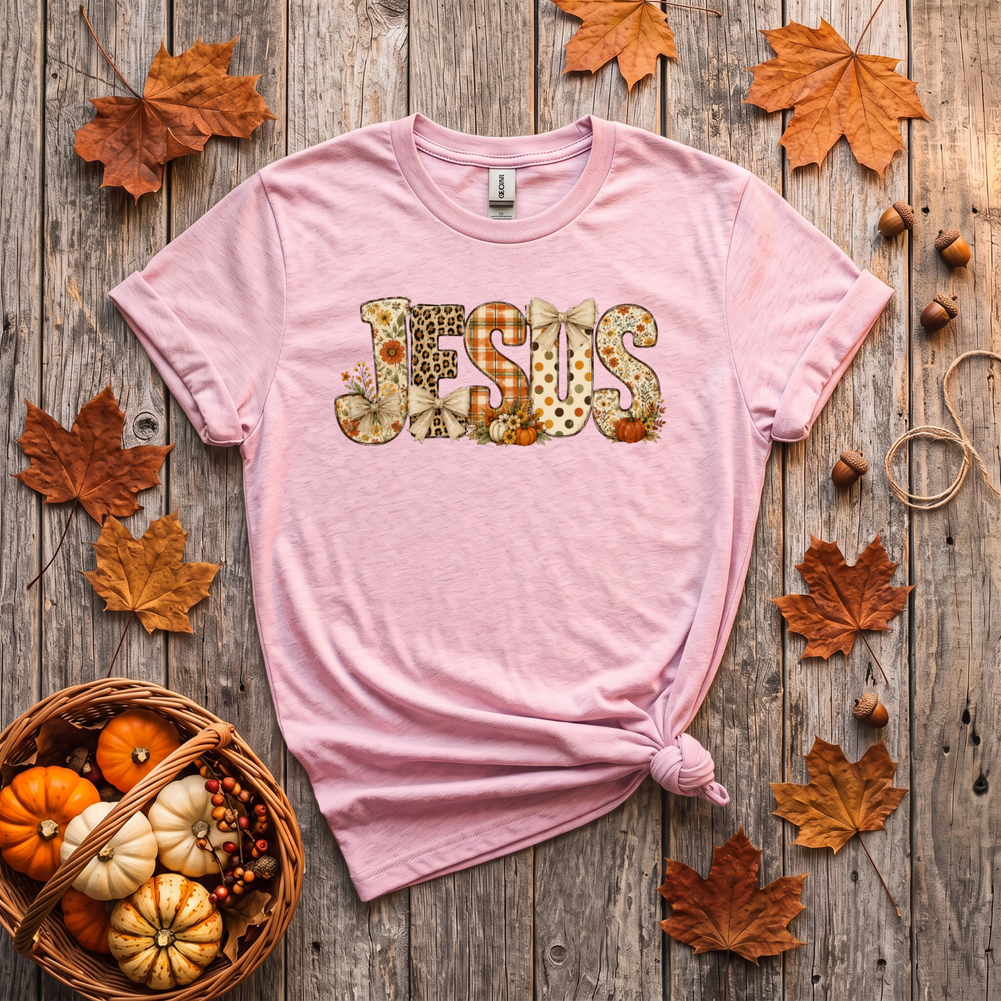Fall Jesus Shirt | Floral Leopard Pumpkin Christian T-Shirt & Crewneck Sweatshirt