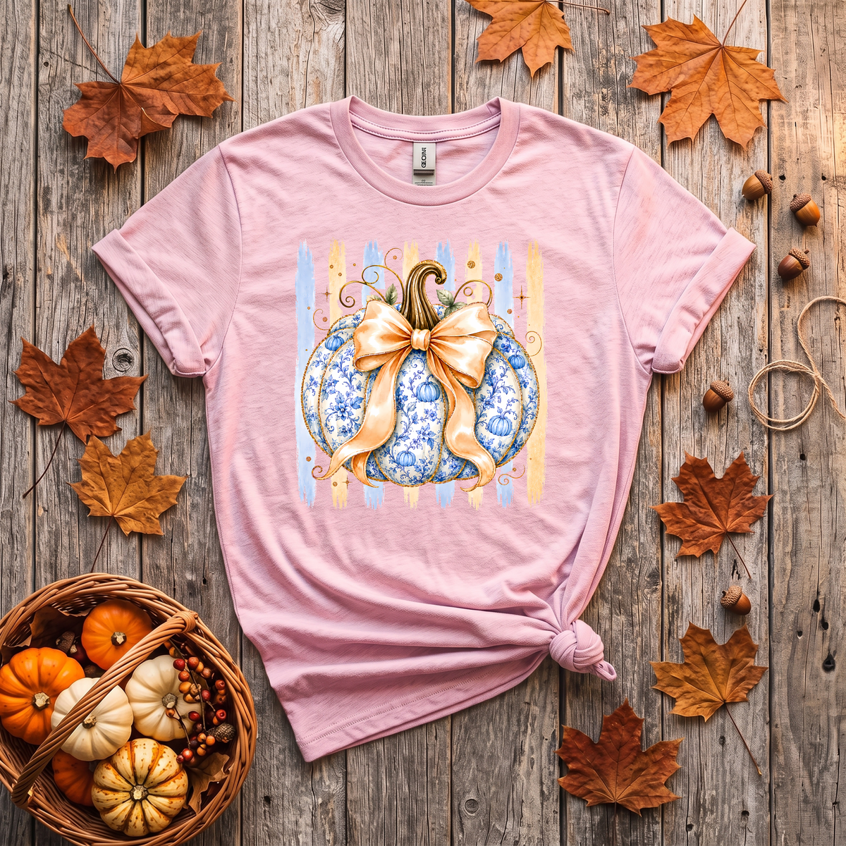 Blue Floral Pumpkin Crewneck Sweatshirt | Coquette Fall Pumpkin Sweatshirt