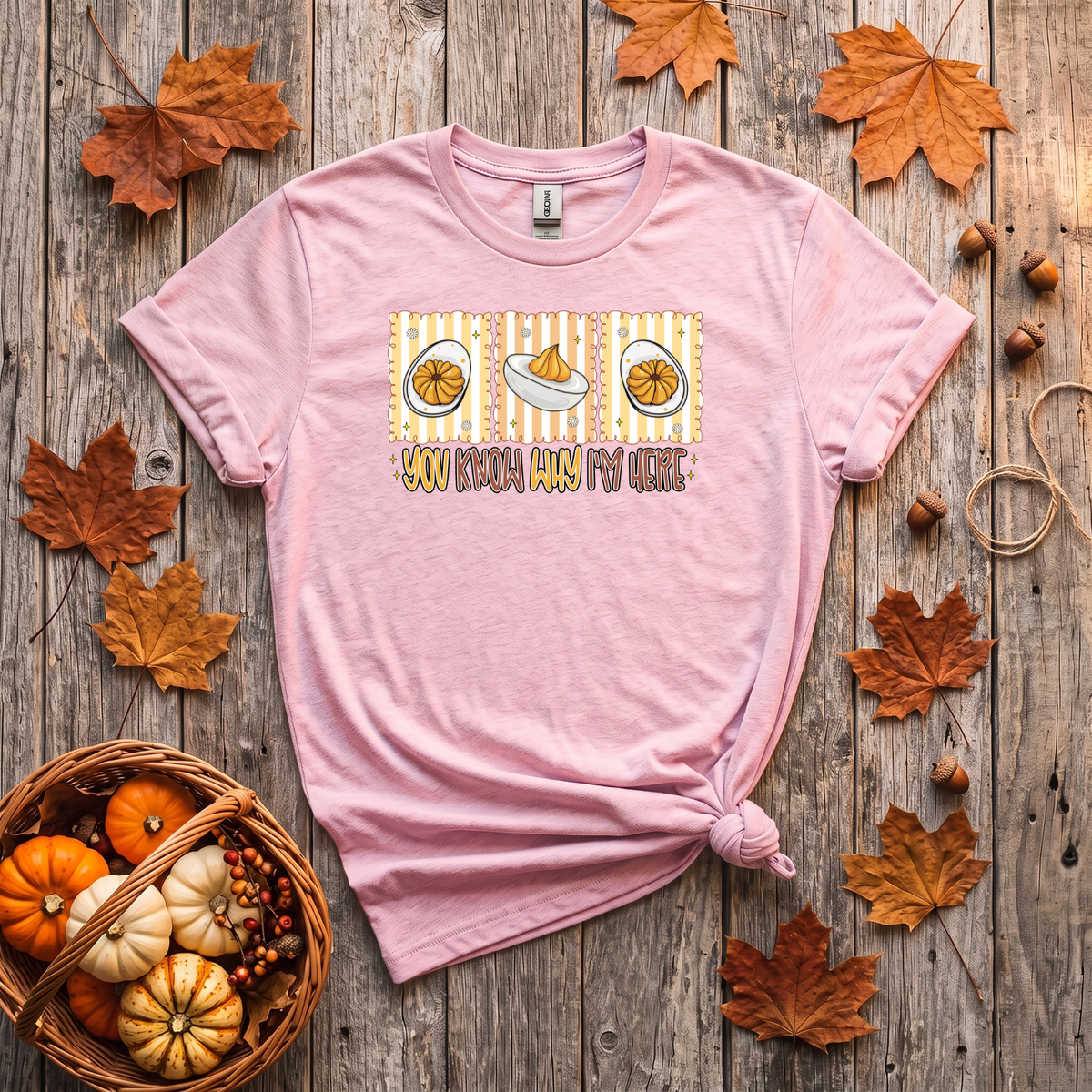 You Know Why I'm Here Deviled Eggs Thanksgiving T-Shirt or Sweatshirt | Funny Turkey Day Apparel