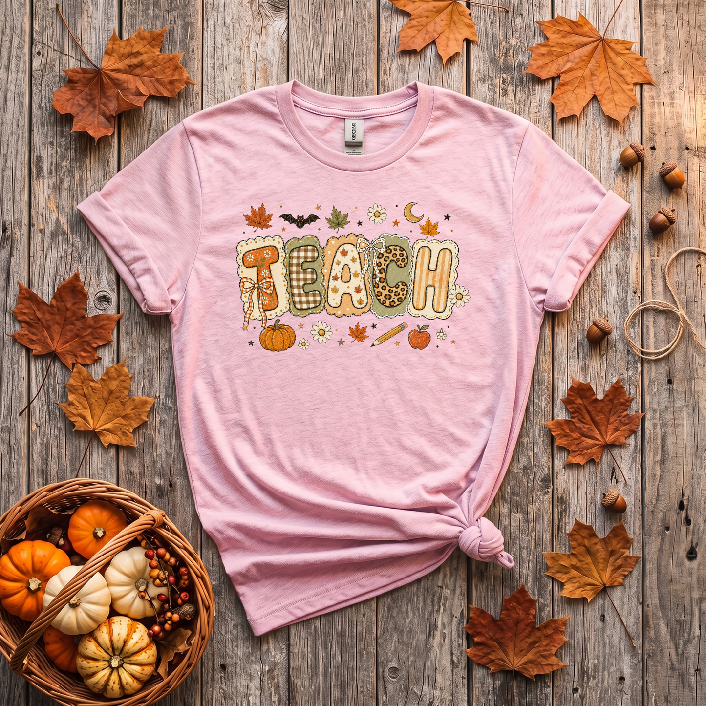 Teacher Fall Crewneck Sweatshirt | Patchwork Teacher Shirt | Cozy Autumn Teacher Sweatshirt