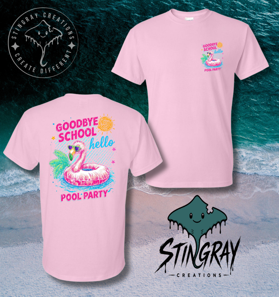 Goodbye School Hello Pool Party Shirt | Flamingo Summer Tee