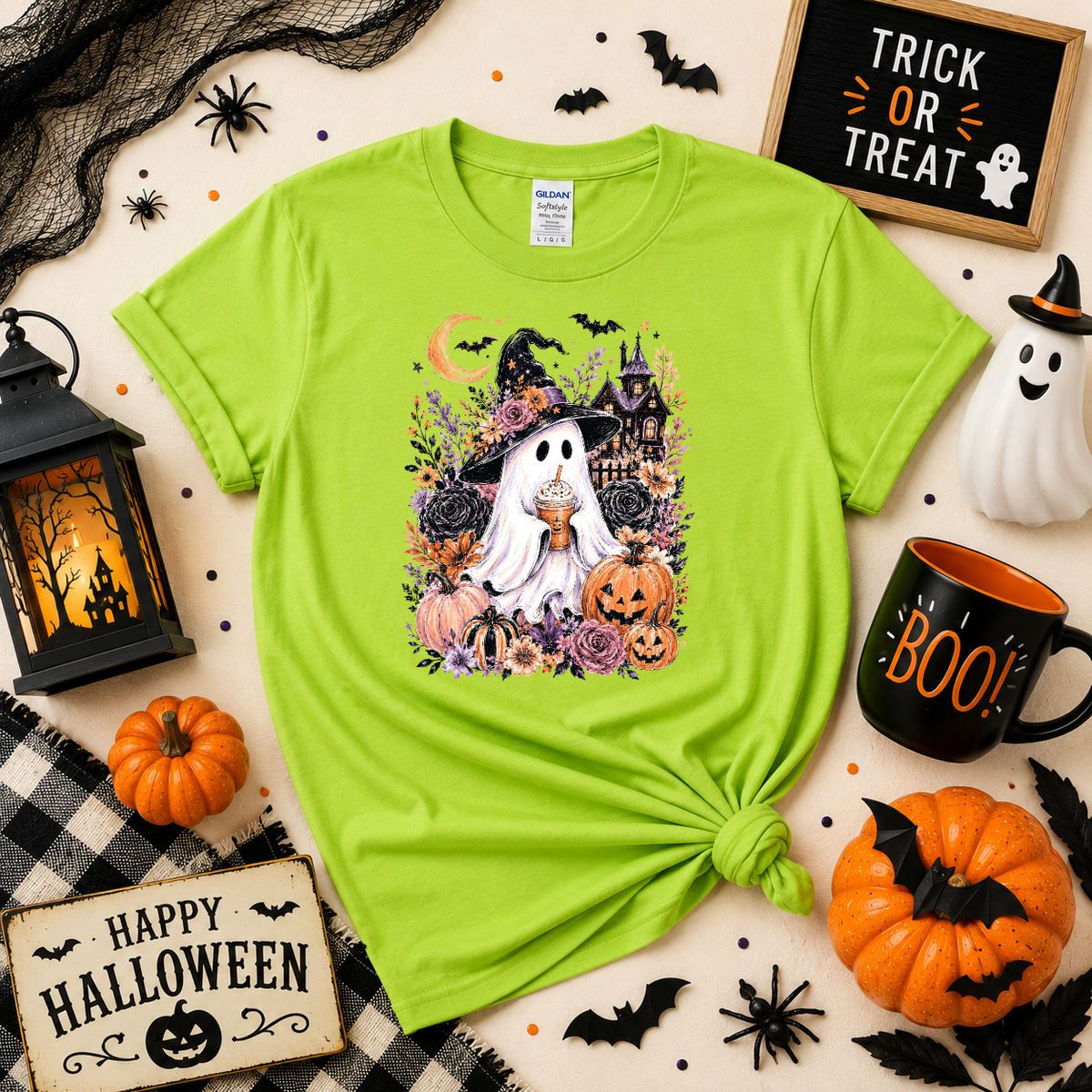 Spooky Ghost Halloween Sweatshirt or T-Shirt | Cute Witch Ghost Shirt