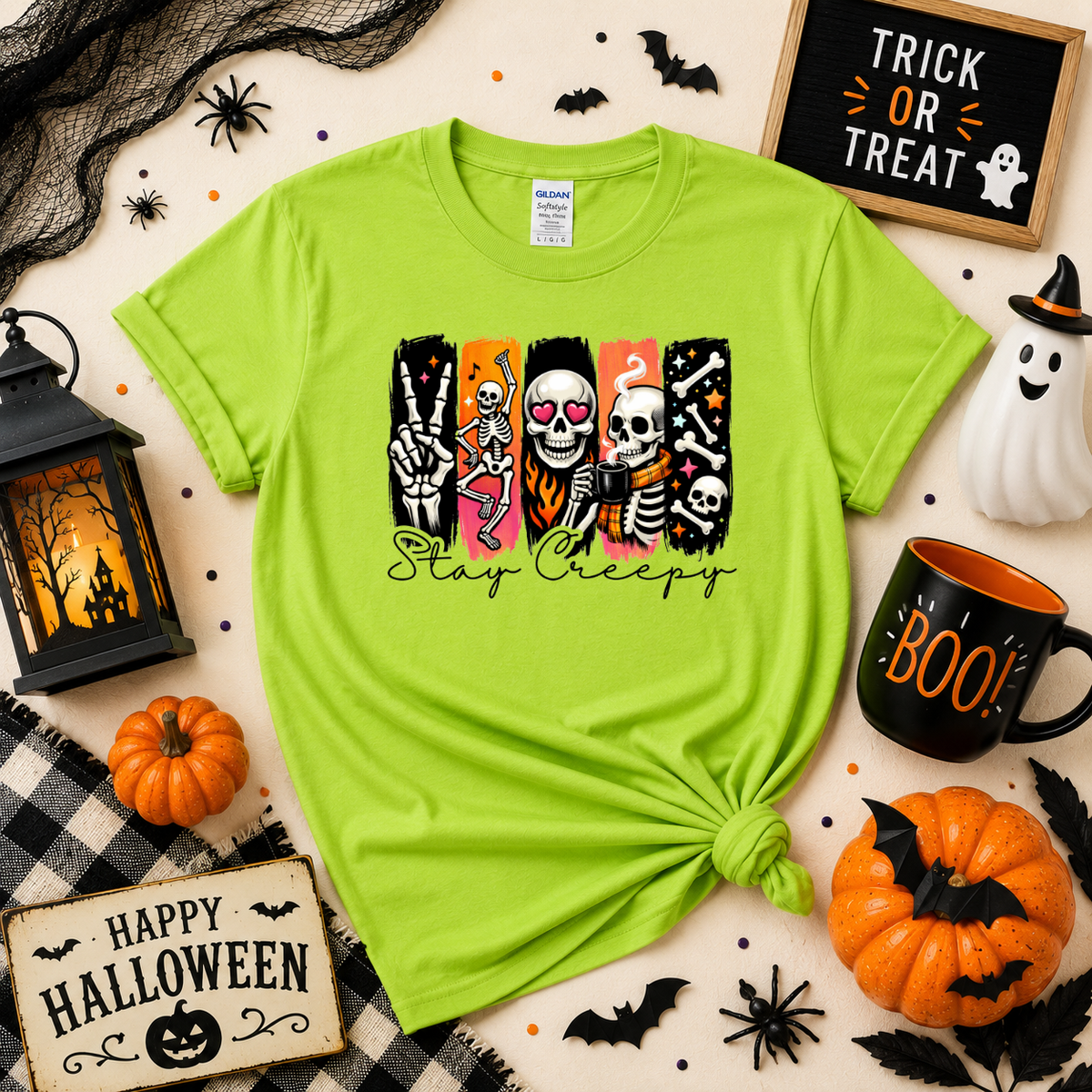 Stay Creepy Skeleton Halloween Shirt | Spooky T-Shirt or Sweatshirt